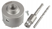 GRAPHITE OTWORNICA WIDIOWA 80MM Z ADAPTEREM SDS+ ORAZ WIERTŁEM PILOTUJĄCYM