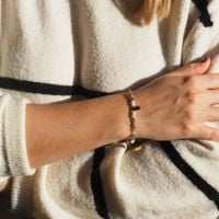 Bransoletka - Kwarc Dymny, Kamień Księżycowy, mix kamieni i srebro złocone