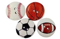 Guziki drewniane 20 mm piłki mix 4 szt.