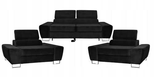 Zestaw mebli wypoczynkowych salon Bosso Sofa 2os fotele czarne na Arena.pl