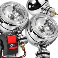 Halogeny Motocyklowe LED/Lightbar Chrom H3 2szt Lampy + Przełącznik Gmole