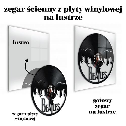 Zegar Ścienny z płyty winylowej na lustrze MUZYKA  48 wzorów 30x30 cm na Arena.pl
