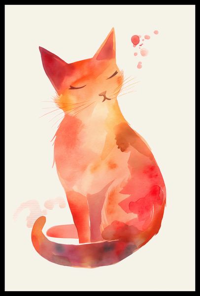 Plakat 40x60cm Akwarelowy Kot zdjęcie 2