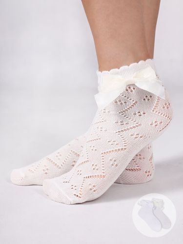 Skarpety dziewczęce bawełniane ażurowe z kokardą 2PAK 27-30 YOCLUB na Arena.pl