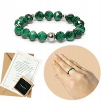 PIERŚCIONEK MALACHIT - kamienie naturalne - rozmiary - PREZENT - OBFITOŚĆ