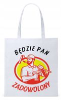 Dla Budowlańca Prezent Torba Eco Biała Shopper Z Nadrukiem Ze Zdjęciem