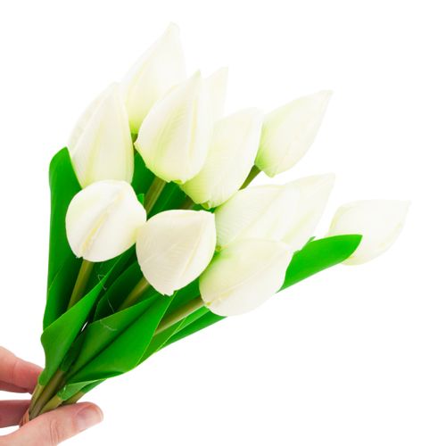 TULIPANY BUKIET TULIPANÓW PIĘKNY JAK ŻYWY TULIPAN KWIATY BIAŁE 12 KWIA na Arena.pl