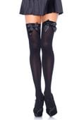 nylon thigh highs with bow black