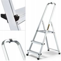 Drabina aluminiowa domowa jednostronna 3 stopniowa DRABEST + HAK