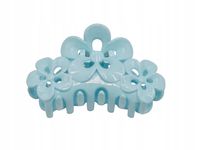 Spinka klamra plastik trzy kwiatki pastelowy niebieski 7,5 cm