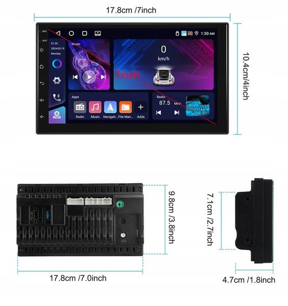 RADIO SAMOCHODOWE 2 DIN 6GB RAM ANDROID AUTO CARPLAY ANDROID 15 RDS zdjęcie 5