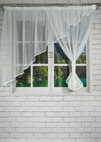 Firana gotowa 300x130,biały woal,skos z tubą lewy