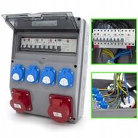 ROZDZIELNICA ELEKTRYCZNA BUDOWLANA ZABEZPIECZONA 32A 16A 5P 4*230 FI