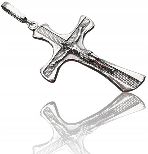 SREBRNY DUŻY KRZYŻYK z JEZUSEM oksydowany - przelotka 1.5 cm na Arena.pl