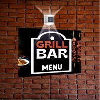 nadruk UV TABLICZKA reklamowa z lampą SZYLD dibond 40x30 GRILL BAR