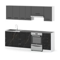 Kuchnia Modułowa Nowoczesna Z Blatem Mokka 2.4m Biała Szara San Sebastian