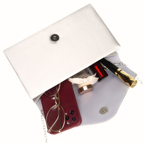 biała kopertówka damska z tkaniny syntetycznej zamykana klipsem na Arena.pl