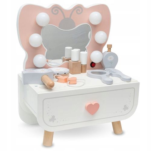 Drewniana mini toaletka dla dzieci Motylek z oświetleniem LED na Arena.pl