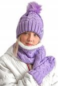 ZESTAW DAMSKI KOMPLET ZIMOWY CZAPKA FIOLET KOMIN RĘKAWICZKI
