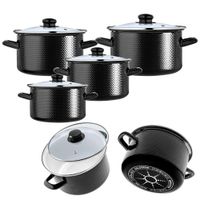 KADAX Zestaw garnków emaliowanych 2L, 3L, 4L, 5L czarne