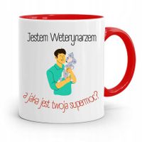Kubek Czerwony Weterynarza Jestem Weterynarzem Z Nadrukiem Ze Zdjęciem