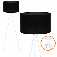 Lampa Stojąca Trigni Biała - Skandynawski Design Czarny BEZBARWNY abażur