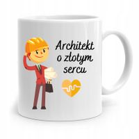 Kubek Architekta Projektanta O Złotym Sercu Z Nadrukiem Ze Zdjęciem