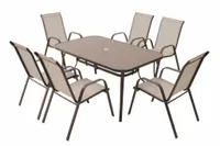 MEBLE OGRODOWE ZESTAW STÓŁ 6+1 NA TARAS BRĄZ