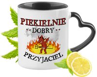 Dla Przyjaciela Kubek Czarny Z Uszkiem W Kształcie Serca Na Prezent