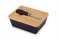 MASELNICA Maselniczka porcelanowa z nożykiem OSBORN czarna z bambusem