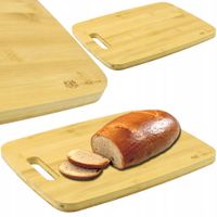 DESKA DO KROJENIA CHLEBA WARZYW ZAOKRĄGLONA BAMBUSOWA KUCHENNA Z UCHWYTEM
