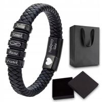 BRANSOLETKA MĘSKA SKÓRZANA grawer IMIONA RODZINA prezent na DZIEŃ CHŁOPAKA