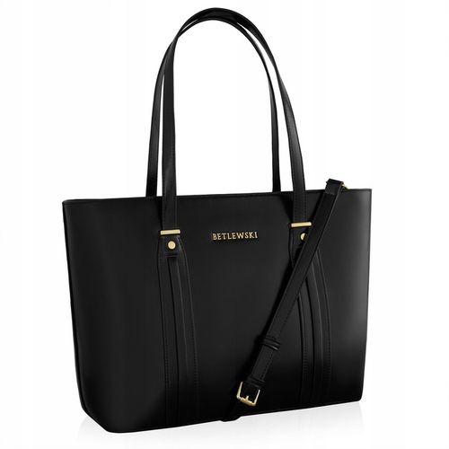 BETLEWSKI duża torebka Damska do ręki i ramię czarna pojemna suwak a4 na Arena.pl
