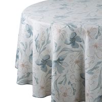 Obrus INES 10 150cm okrągły beż niebieski kwiatowy wzór vintage