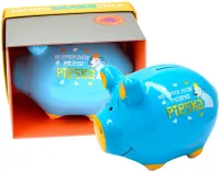 Skarbonka Świnka z napisem „NA LEPSZE ŻYCIE MOJEGO PIESKA”