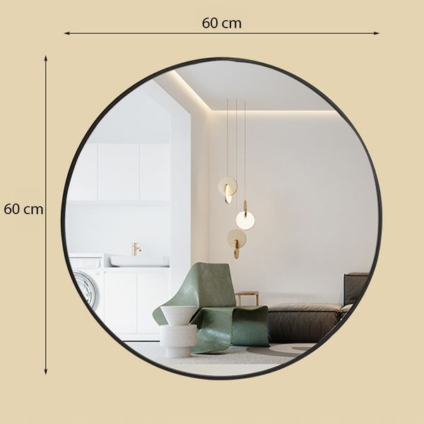Lustro ścienne okrągłe duże czarna rama 60cm zdjęcie 11
