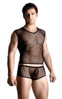 Net Set - Shirt And Thong - Black Xl