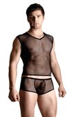 Net Set - Shirt And Thong - Black Xl