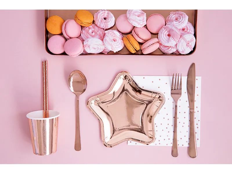 Serwetki, Kropki, białe z różowo złotym nadrukiem, 33 cm x 33 cm, 20 szt. zdjęcie 3