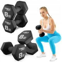 Zestaw 2x8kg hantle żeliwne hantelki ciężarki do ćwiczeń fitness Trex Sport