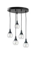 Lampa wisząca 5xE27 LACRIMA CLEAR BLACK