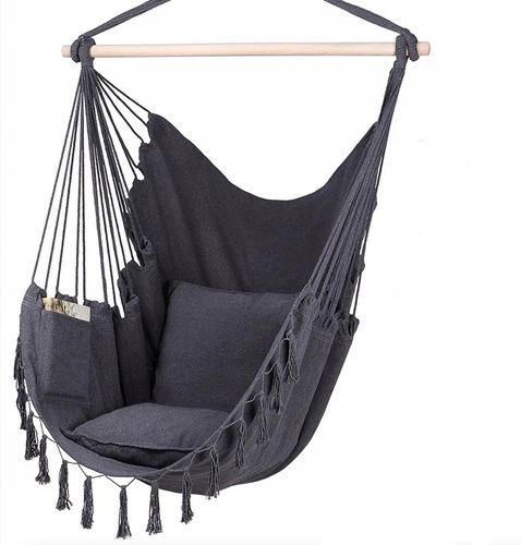 Ciemno szary Antracyt hamak brazylijski kokon huśtawka ogrodowa poduszki na Arena.pl