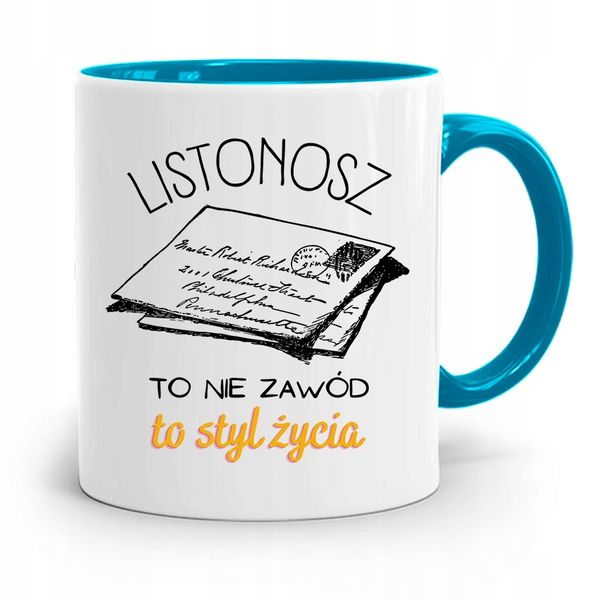 Kubek Błękitny Prezent Dla Listonosza To Styl Z Nadrukiem Ze Zdjęciem zdjęcie 1