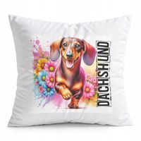 PODUSZKA BIAŁA PREZENT - PIES PIESEK RASA JAMNIK DACHSHUND HOT DOG