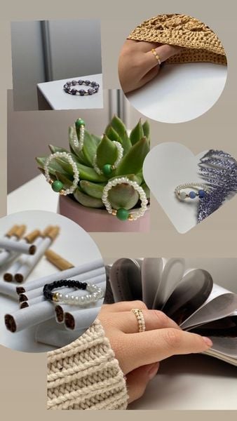 PIERŚCIONEK Z AGATEM TURMALINOWYM KORALIKI INDYGO zdjęcie 8