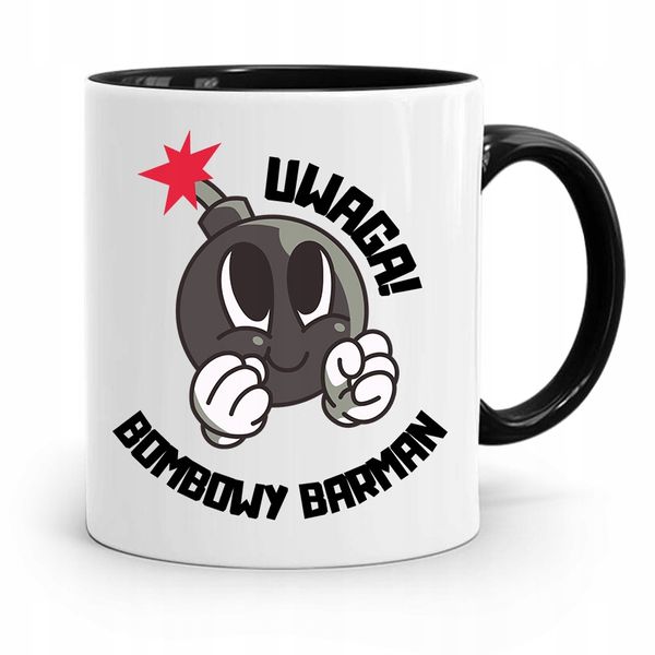 Kubek Prezent Dla Barmana Uwaga Bombowy Barman Z Nadrukiem Ze Zdjęciem zdjęcie 1