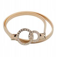 Pasek damski sprężynka złoty 2 kółka większe i mniejsze z cyrkoniami