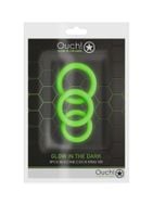 3 pcs cock ring set   glow in the dark   neon green