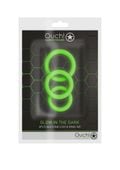 3 pcs cock ring set   glow in the dark   neon green