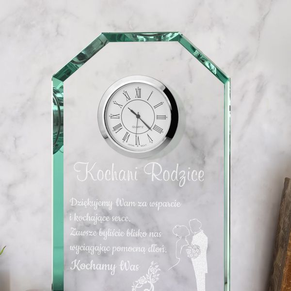 PODZIĘKOWANIE DLA RODZICÓW na ślub wesele Statuetka Zegar +GRAWER zdjęcie 4